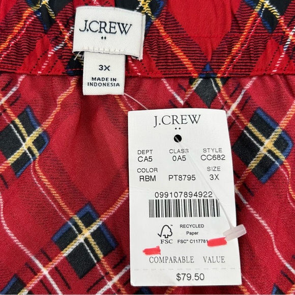 NWT J. Crew Factory Mini Bias Slip Skirt Red Plaid Size 3X NEW - Picture 9 of 10